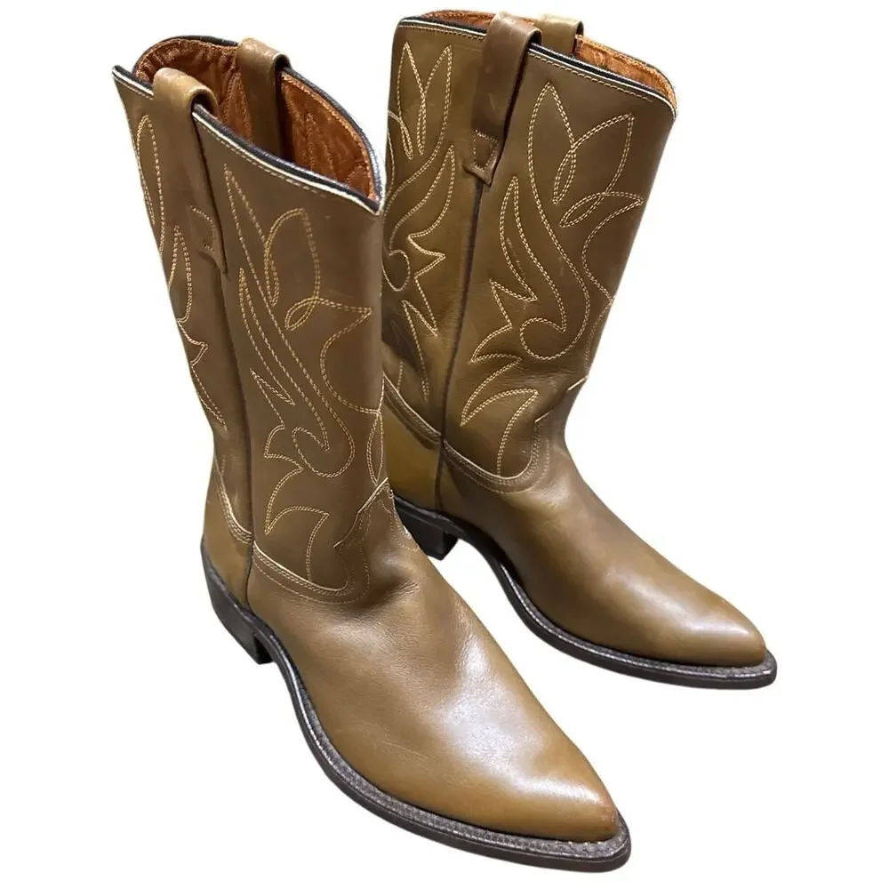 Vintage Acme Cowboy Boots Mens 8E USA Brown Leather Fits Womens 9.5-10 Wide